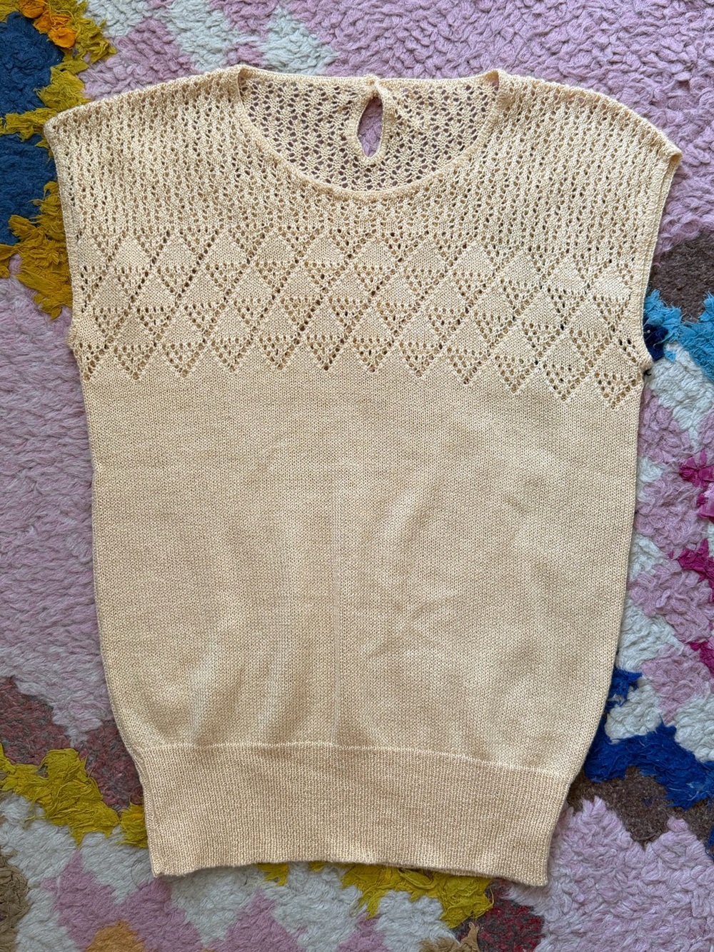 Women’s Cream Knit Short-Sleeve Sweater Top